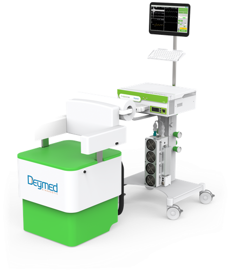 DuoMAG rPMS system: DuoMAG XT-100 with liquid cooling on the MagCart and the MagChair